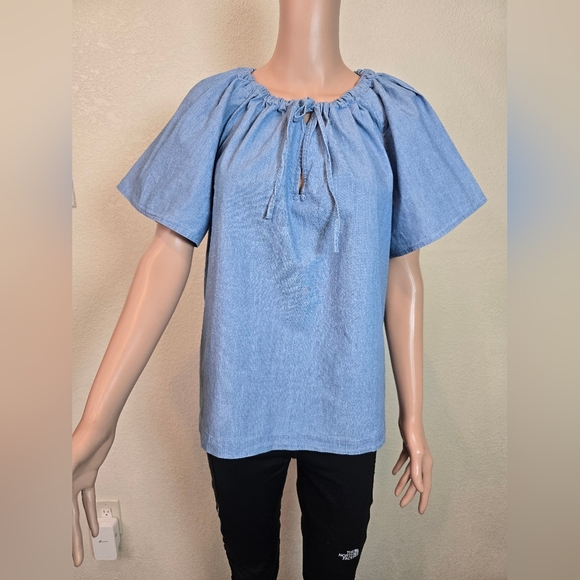 J.Crew* Cranbury Tie-neck Cotton-Poplin Top - Size Large - Picture 3 of 11